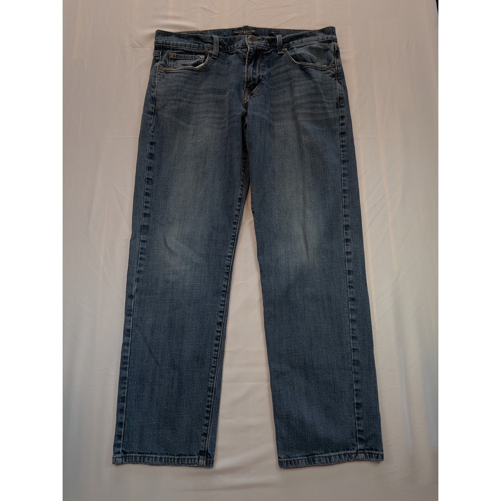 Lucky Brand 221 Straight Leg Jeans Mens 34x30 Medium Wash Blue Stretch Denim